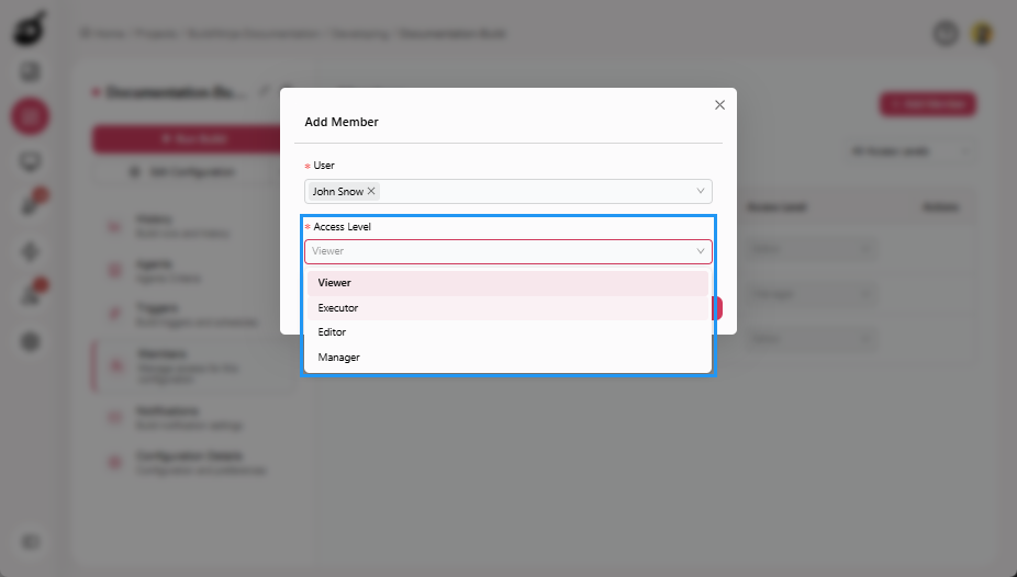 build-configuration-member-tab-add-member-popup-acess-level
