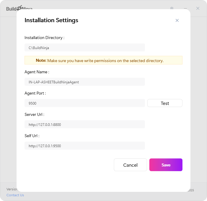 build-ninja-agent-installer-installation-settings