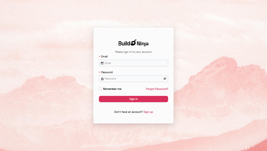 build-ninja-first-time-sign-in-page
