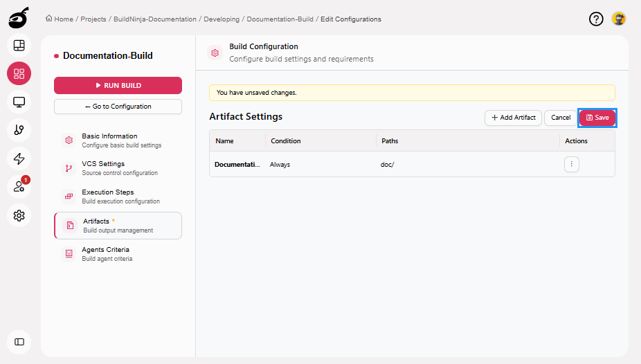 create-build-artifacts-save-button