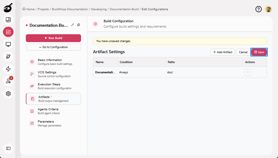 create-build-artifacts-save-button